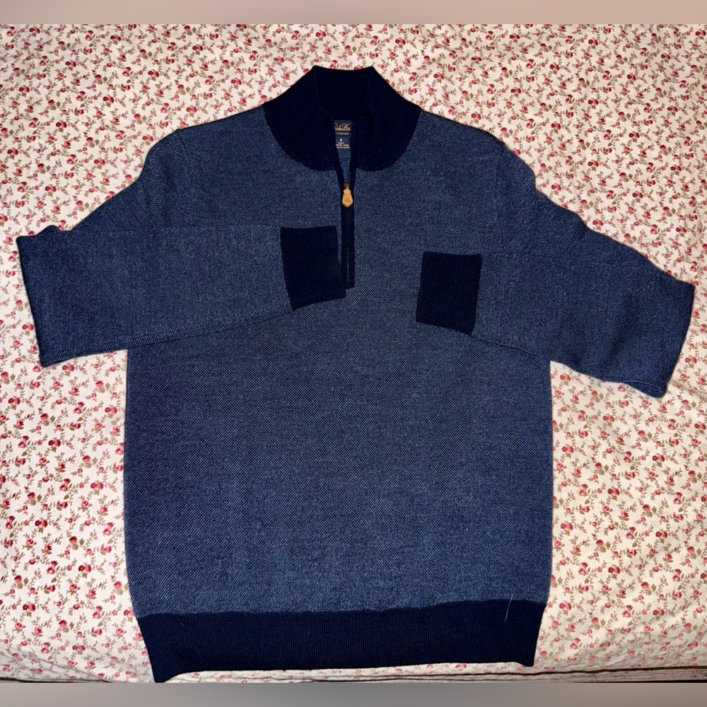 Brooks Brothers Merino Wool Half Zip
Sweater Men's Size S Blue Classic Preppy